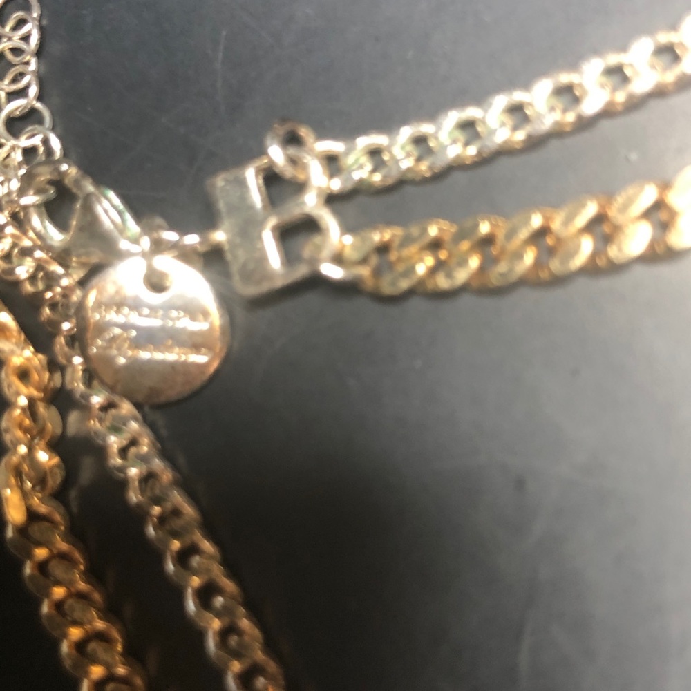 Layered Gold-Tone Chain Necklace with Disc Charm - Gold